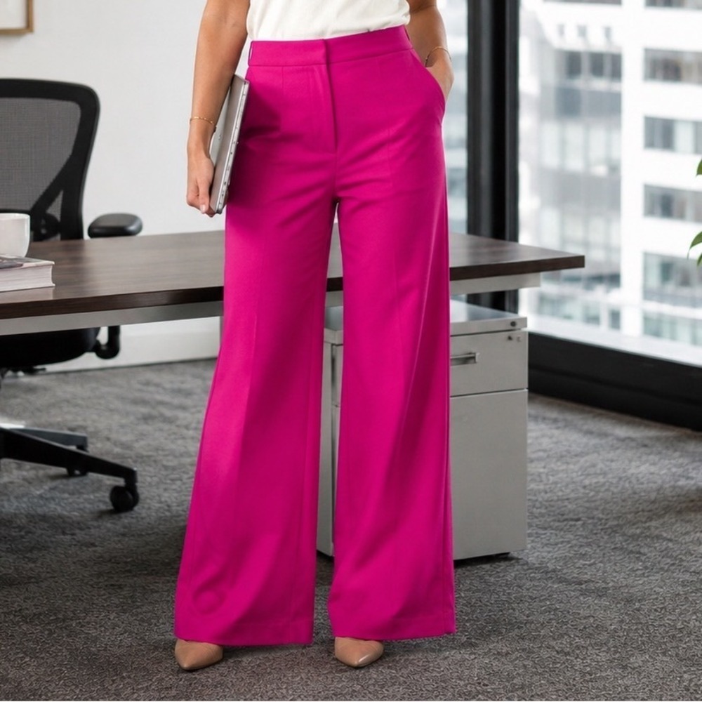 Carolina Belle Pink‎ Wide Leg Cropped Pants Women's Size 8 Rayon Blend
